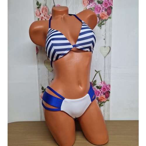 Bia Bikini szett - Kék mintás & fehér