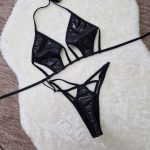 Betta Micro bikini szett fekete -bőr hatás