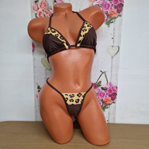 Emi bikini barna- ocelot-tangás