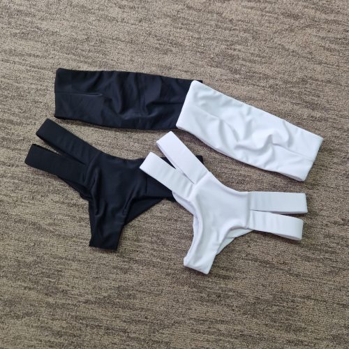 Eva csőtoppos bikini  szett brazil alsóval fehér-fekete