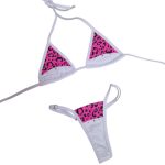 Nea bikini fehér  pink -ocelot-tangás strasszos