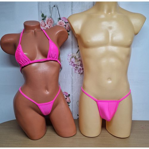Páros szett Microbikini -férfi tanga- uvé pink
