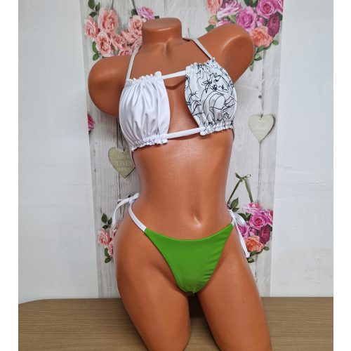 Tina Bikini szett - Fehér & Zöld mintás