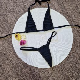 Zéna Micro bikini szett  y tangás fekete