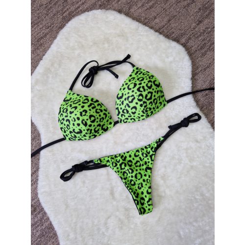 Zöld ocelot mintás bikini szett